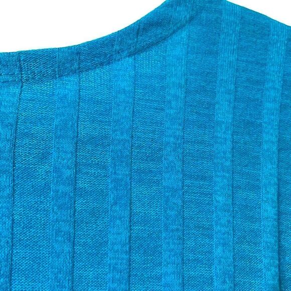 LuLaRoe solid aqua blue textured rib knit hi lo Lindsey kimono size S - Picture 5 of 8